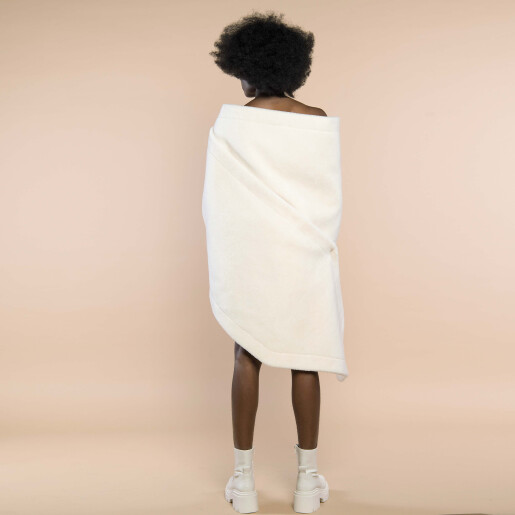 Esarfa off white oversized, blana naturala miel Australian tip lana, 2m