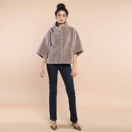 Jacheta blana miel tip lana, light purple, 50cm