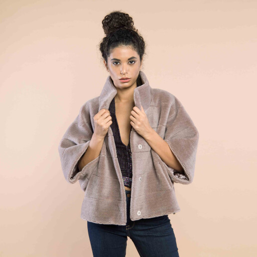 Jacheta blana miel tip lana, light purple, 50cm