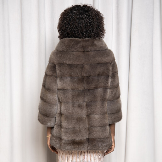 Haina blana naturala vizon, grey brown, 70cm
