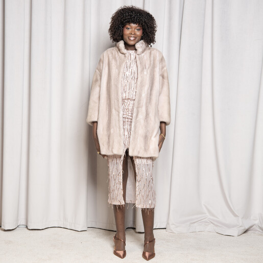 Haina blana naturala vizon, beige, 75cm