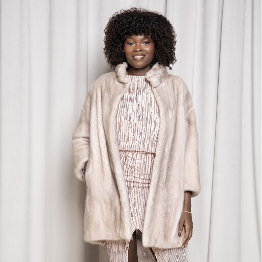 Haina blana naturala vizon, beige, 75cm