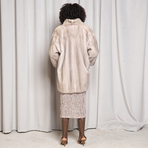 Haina blana naturala vizon, beige, 75cm