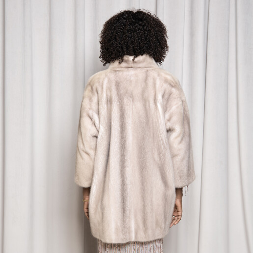 Haina blana naturala vizon, beige, 75cm