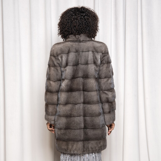 Haina blana naturala vizon, grey, 85cm