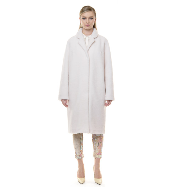Palton blana naturala miel, blana tip lana, alb, 107cm