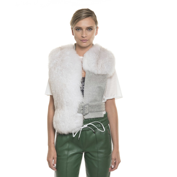 Natural fox and cashmere fur vest
