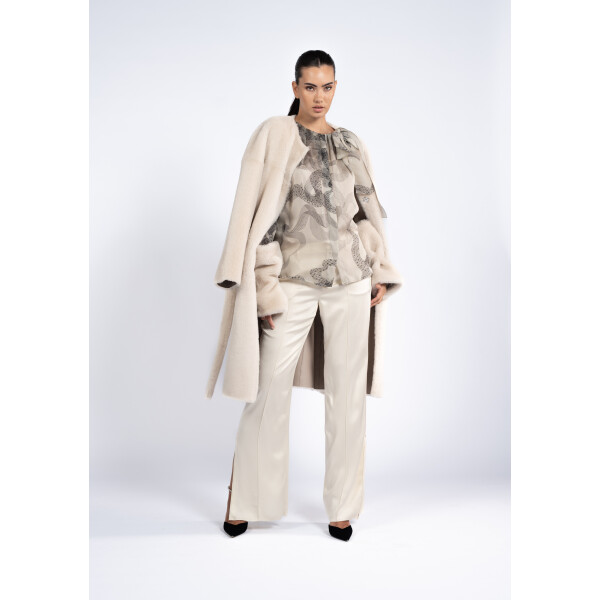 Haina shearling off white, cu cordon, 90cm