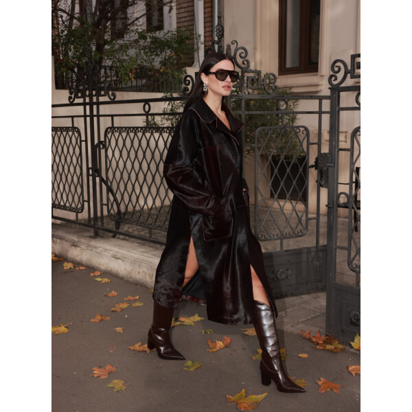 Haina lunga cavalinno (ponei), dark brown, 107cm