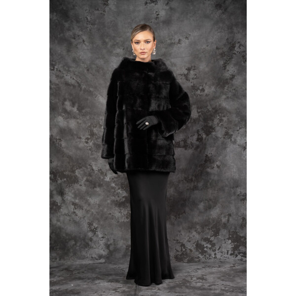 Allure Isolde Haină din vizon (nurcă) neagră premium 70 cm| PAÏSI Art Fur