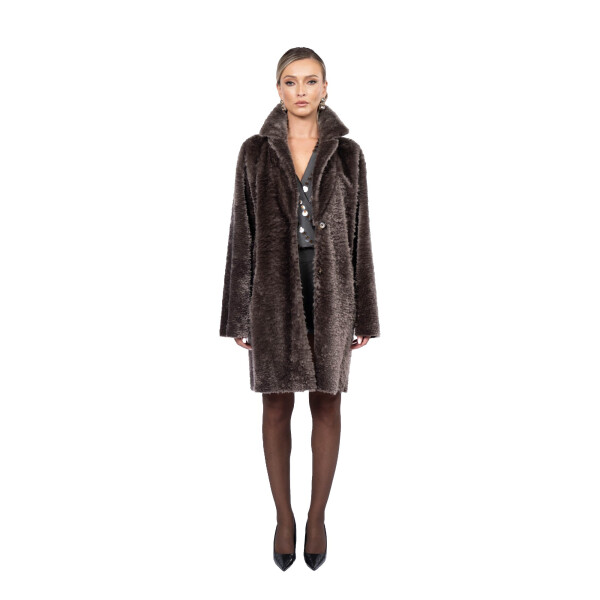 Haina shearling persan, revere largi, culoare speciala, 90cm