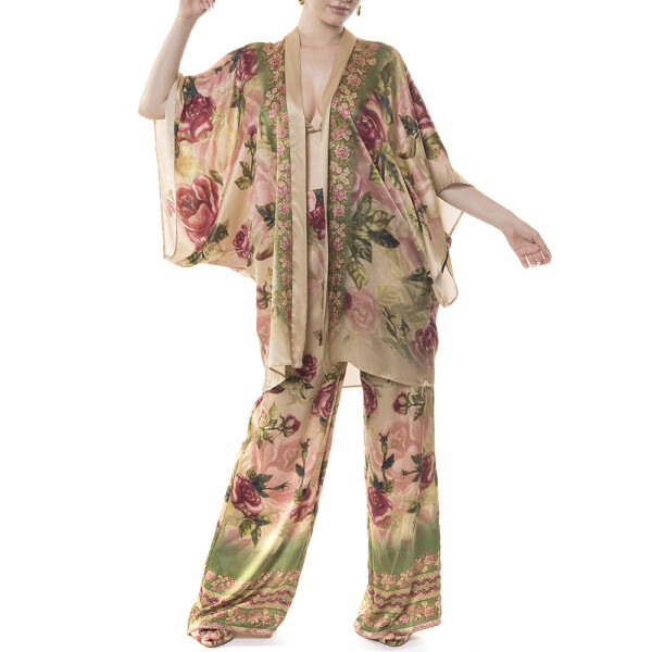 Kimono scurt matase naturala 100%, Secret garden