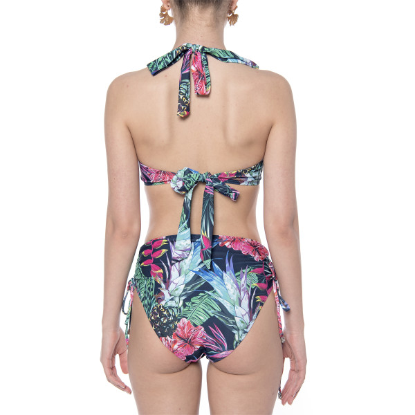 Costum baie 2 piese Jungle Vibe, sutien armatura metal si slip brazilian cu sistem reglabil 