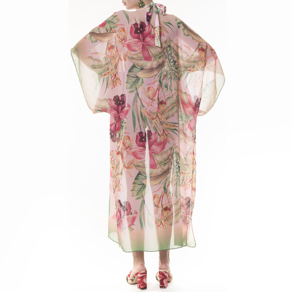 Kimono lung deschis  voal , Wild Orchid