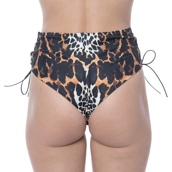 Slip baie Wild Mood brazilian cu talie inalta, reglabil lateral cu snur si capse