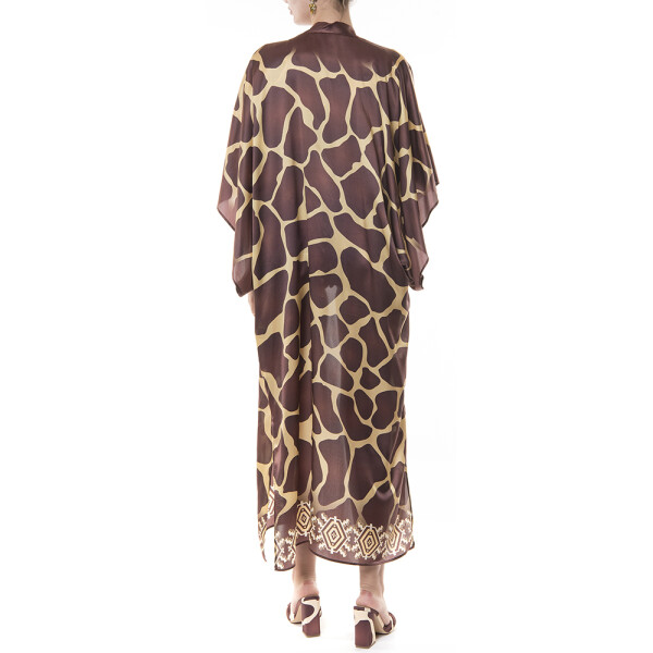 Kimono lung deschis  matase naturala 100%, Safari Vibe