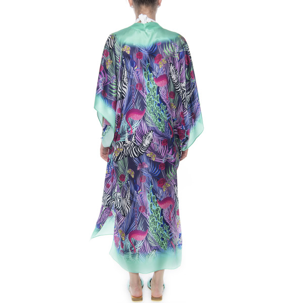 Kimono deschis, matase 100%, imprimeu Zebra Vibe 