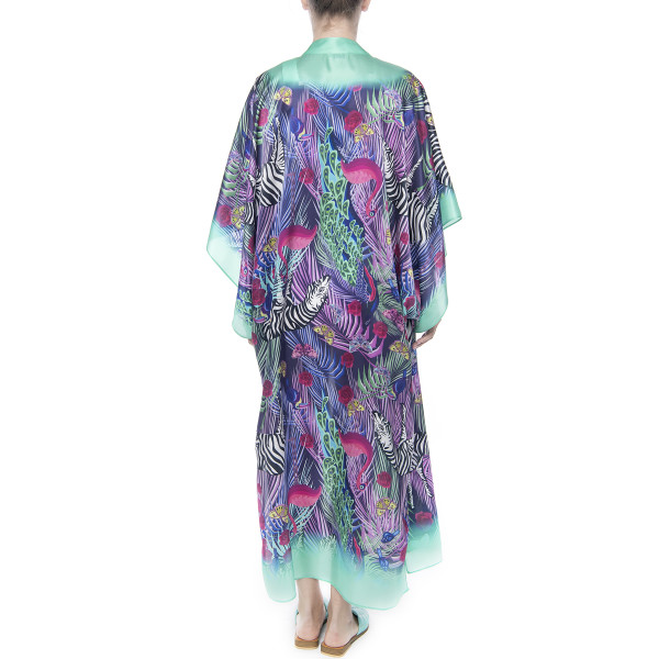 Kimono deschis, matase 100%, imprimeu Zebra Vibe
