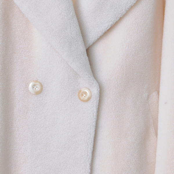 Palton shearling tip lana revere largi, off-white, 95cm