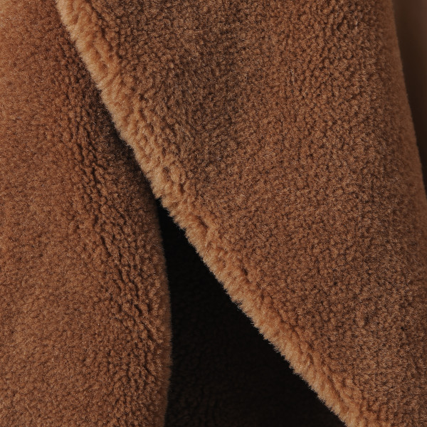 Palton shearling tip lana, guler sal, camel, 100cm