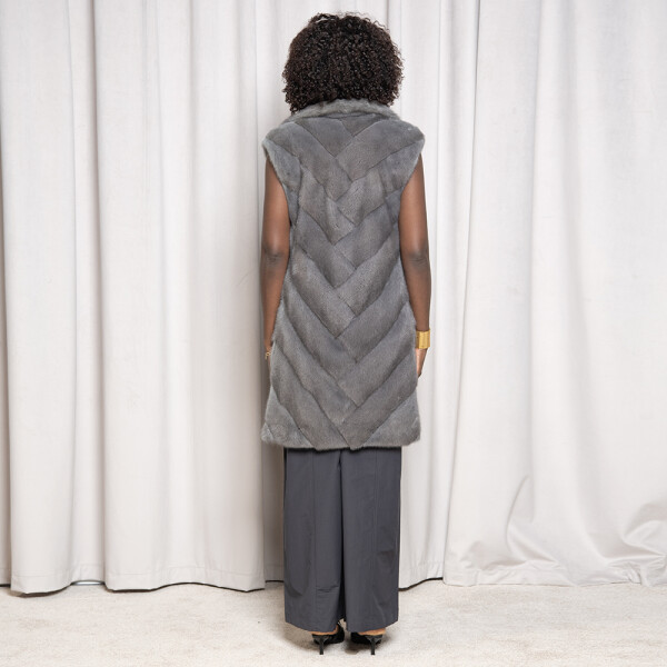 Vesta blana naturala vizon, silver grey, 90cm