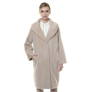 Palton blana naturala miel Pearl Australian, blana tip lana, bej,107 cm