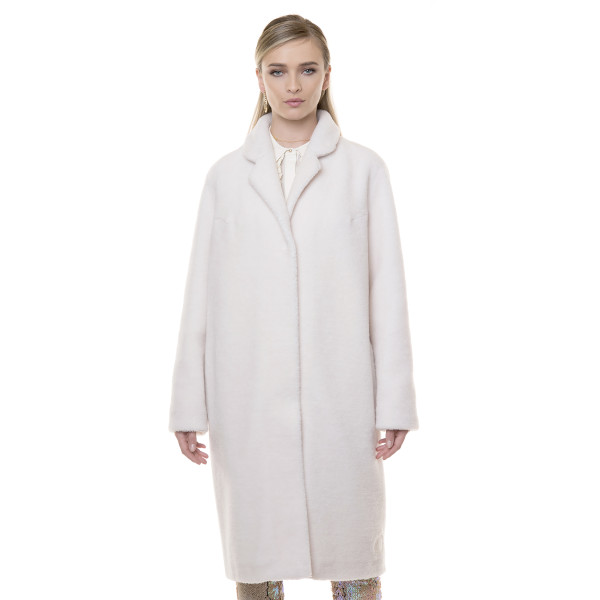 Palton blana naturala miel, blana tip lana, alb, 107cm