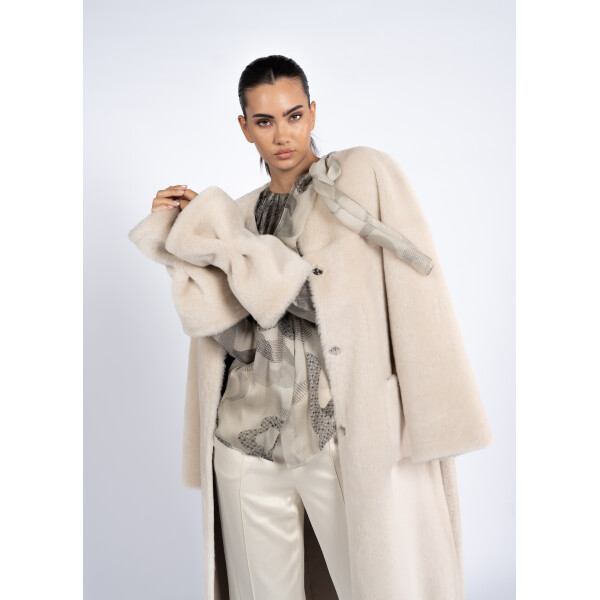 Haina shearling off white, cu cordon, 90cm