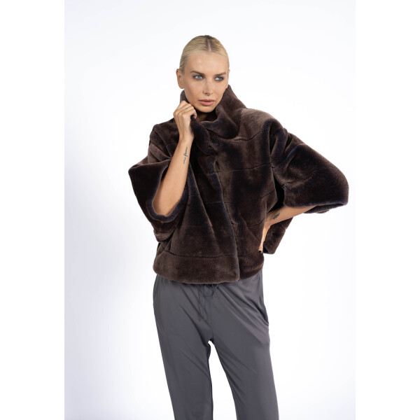 Jacheta shearling 50cm, dark plum