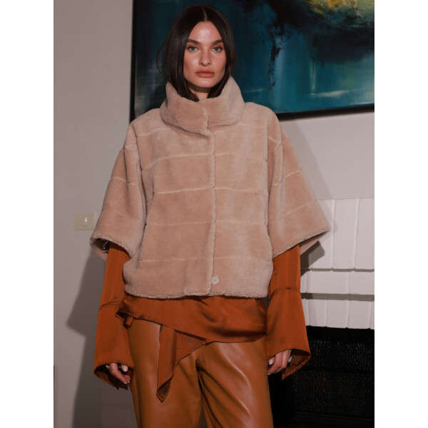 Jacheta maneci 3/4 blana tip lana