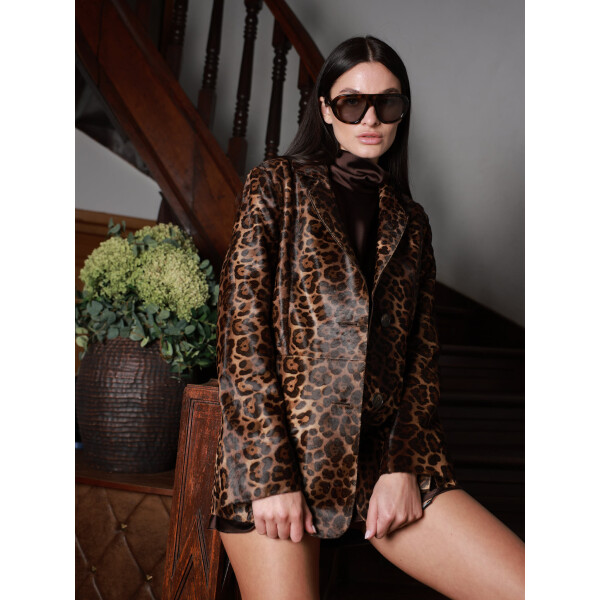 Haina tip sacou cavalinno (ponei), animal print, 60cm