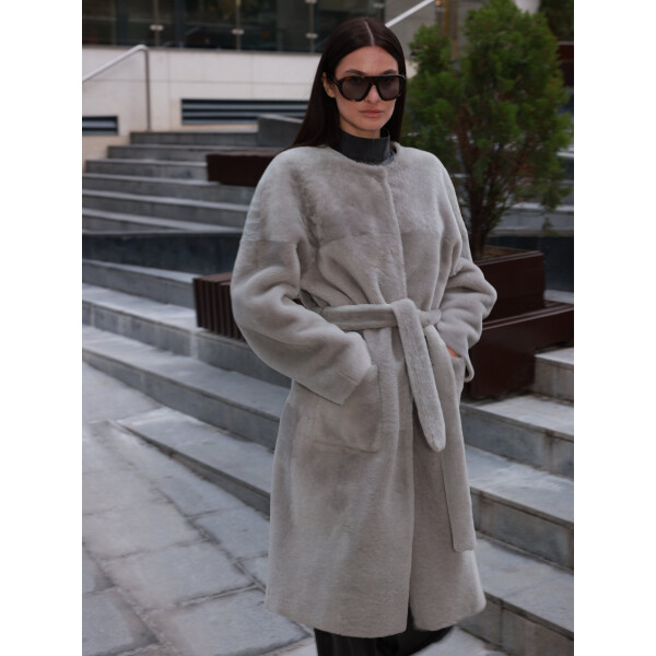 Haina shearling reversibila shearling merinos spaniol, gri, 90cm