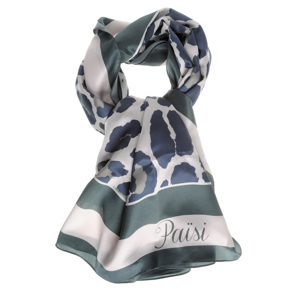 Esarfa matase naturala 100%, animal print olive, 130x130cm