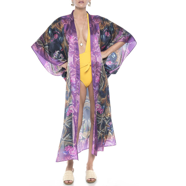 Kimono deschis Kaleidoscop, matase naturala 100%