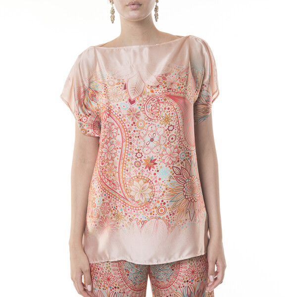 Bluza matase naturala 100% Paisley Cipria