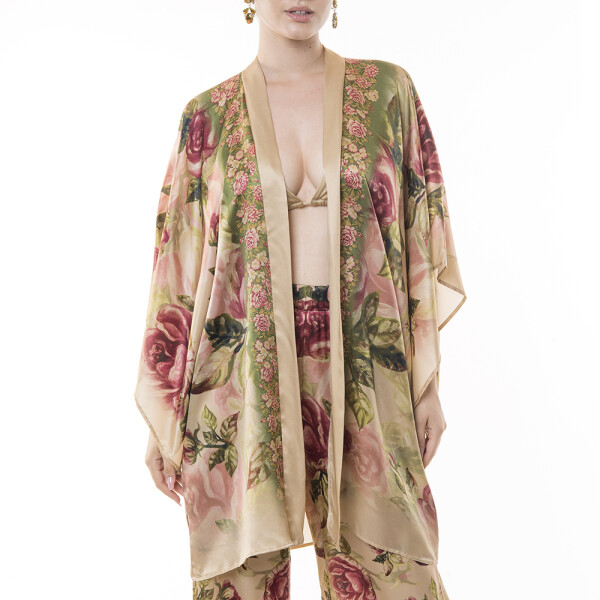 Kimono scurt matase naturala 100%, Secret garden