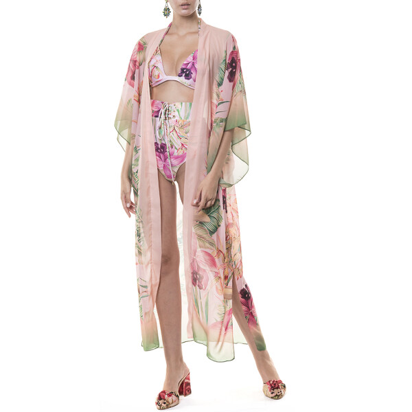 Kimono lung deschis  voal , Wild Orchid