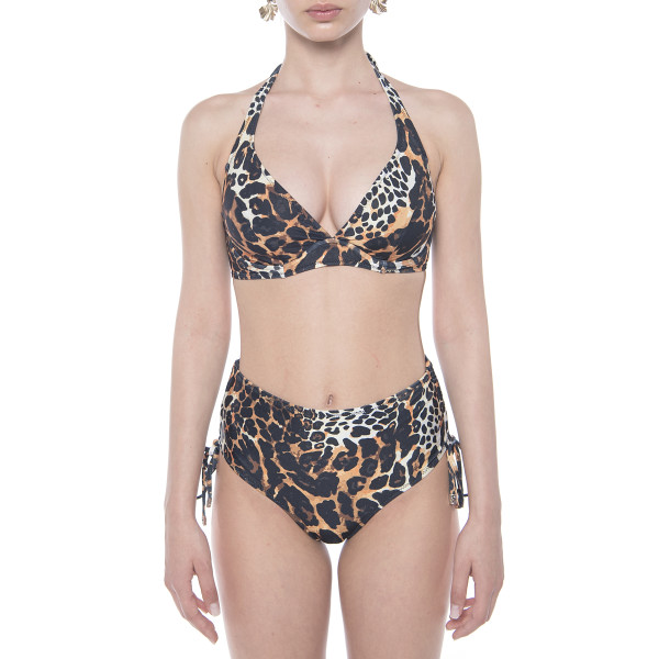 Costum baie 2 piese Wild Mood, sutien armatura metalica, slip brazilian talie inalta cu snur reglabil