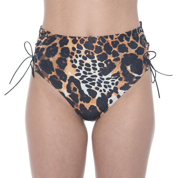 Slip baie Wild Mood brazilian cu talie inalta, reglabil lateral cu snur si capse