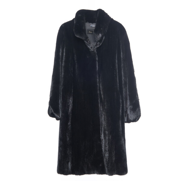 Haina blana naturala vizon neagra, 100cm