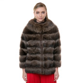 Jacheta blana naturala raton, negru-olive, 65cm