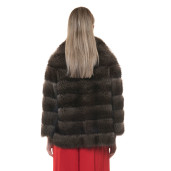 Jacheta blana naturala raton, negru-olive, 65cm