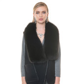 Vesta Cashmere Cu Guler Blana Naturala Vulpe Neagra 70cm