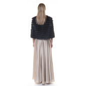 Jacheta blana naturala raton, negru-albastrui, 50cm