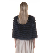 Jacheta blana naturala raton, negru-albastrui, 50cm
