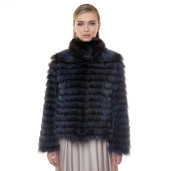 Jacheta blana naturala raton, negru-albastrui, 60cm