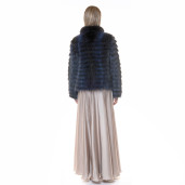 Jacheta blana naturala raton, negru-albastrui, 60cm