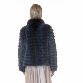 Jacheta blana naturala raton, negru-albastrui, 60cm
