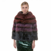 Jacheta blana naturala raton, negru-visiniu, 60cm