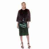 Jacheta blana naturala raton, negru-visiniu, 50cm